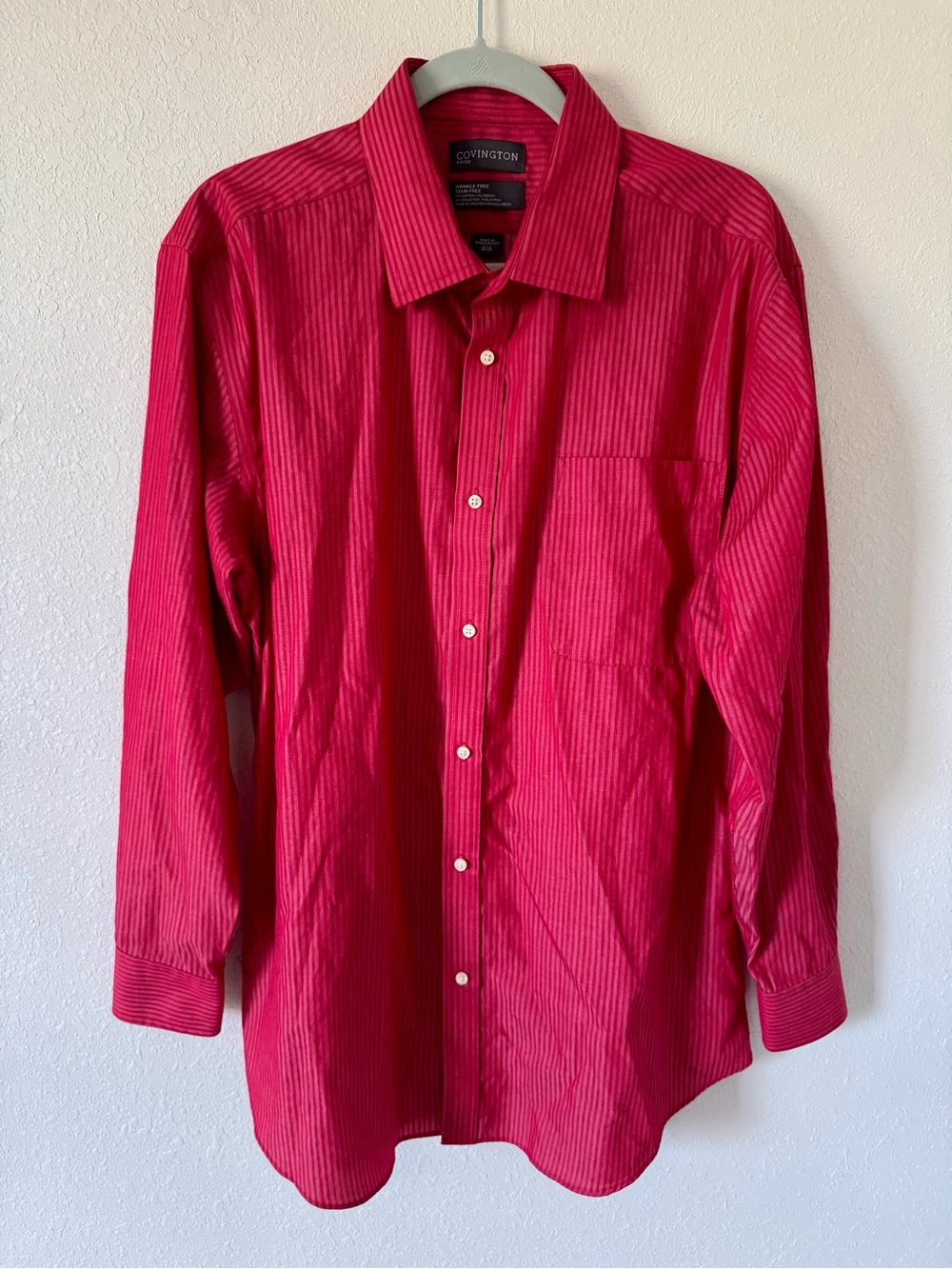 Covington Men's Striped Button Down Pink Size Medium
